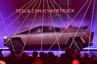 The truck, with an angular design and stainless-steel skin that sets it apart from traditional pickups
Image:  Frederic J. Brown / AFP