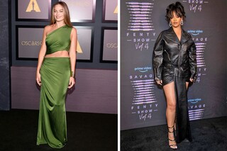 (Left) Australian actress Margot Robbie arrives for the Academy of Motion Picture Arts and Sciences" 13th Annual Governors Awards. Image: Tommaso Boddi / AFP. (R) Rihanna at the Savage X Fenty fashion show. Image: Emma McIntyre / Getty Images North America via AFP.