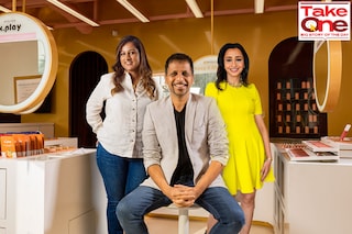 (from Left) Naiyya Saggi, Co-Founder, Good Glamm Group founder &amp CEO, BabyChakra Darpan Sanghvi, founder &amp group CEO, Good Glamm Group founder &amp CEO, MyGlamm and Priyanka Gill, co-Founder, Good Glamm Group, founder &amp CEO, POPxo &amp Plixxo[br]