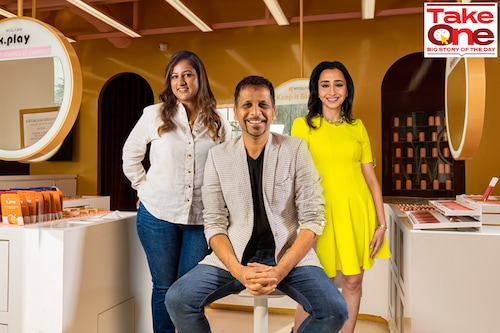 (from Left) Naiyya Saggi, Co-Founder, Good Glamm Group founder &amp CEO, BabyChakra Darpan Sanghvi, founder &amp group CEO, Good Glamm Group founder &amp CEO, MyGlamm and Priyanka Gill, co-Founder, Good Glamm Group, founder &amp CEO, POPxo &amp Plixxo[br]