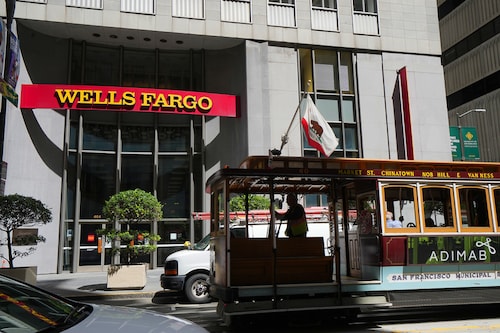 The Wells Fargo corporate headquarters in San Francisco, May 9, 2022. The bank’s leaders will study how its “diverse slateâ€ requirement is being carried out and what needs to change before restarting it in July. (Jim Wilson/The New York Times)
