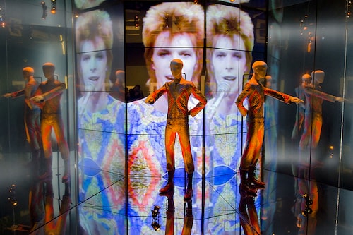 The "Starman" costume from David Bowie"s appearance on "Top of the Pops" in 1972 on display at the "David Bowie is" exhibition at the Victoria and Albert (V&A) museum in central London
Image: Leon Neal / AFP© The "Starman" costume from David Bowie"s appearance on "Top of the Pops" in 1972 on display at the "David Bowie is" exhibition at the Victoria and Albert (V&A) museum in central London
Image: Leon Neal / AFP©