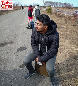 Mohit Malekar, a second-year Indian medical student from Lviv Medical University waits to get through at Budomeriz check point on the Ukraine border. March 1, 2022