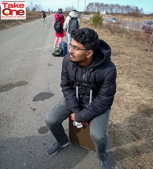 Mohit Malekar, a second-year Indian medical student from Lviv Medical University waits to get through at Budomeriz check point on the Ukraine border. March 1, 2022 Mohit Malekar, a second-year Indian medical student from Lviv Medical University waits to get through at Budomeriz check point on the Ukraine border. March 1, 2022
