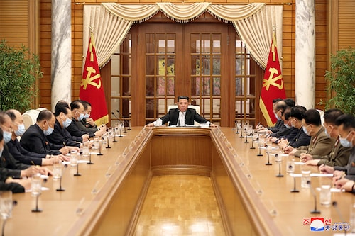 North Korean leader Kim Jong Un chairs a Worker"s Party meeting on COVID-19 outbreak response in this undated photo released by North Korea"s Korean Central News Agency (KCNA) on May 12, 2022. (Credits: Korean Central News Agency​ via Reuters) North Korean leader Kim Jong Un chairs a Worker"s Party meeting on COVID-19 outbreak response in this undated photo released by North Korea"s Korean Central News Agency (KCNA) on May 12, 2022. (Credits: Korean Central News Agency​ via Reuters)