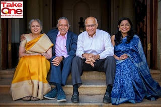 (From left) Radha Parthasarathy, N S Parthasarathy, Subroto Bagchi and Susmita Bagchi. Image: Mayur Channagere / AGNA