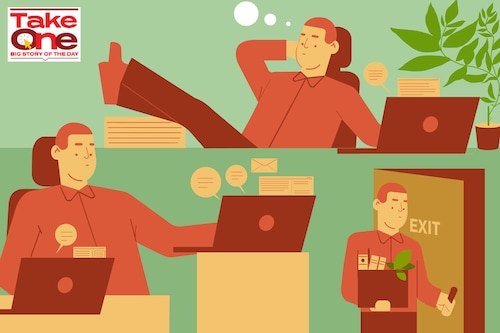 The practice of quietly addressing workplace problems without an active discussion or intervention isn’t a new phenomenon, but machanisms like quiet quitting, quitting hustling and quiet firing are being discussed more openly than before.
Illustration by: Sameer Pawar The practice of quietly addressing workplace problems without an active discussion or intervention isn’t a new phenomenon, but machanisms like quiet quitting, quitting hustling and quiet firing are being discussed more openly than before.
Illustration by: Sameer Pawar