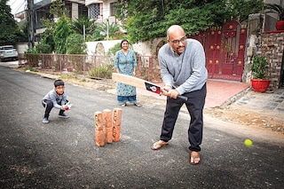 Aloke Bajpai, co-founder and group CEO, ixigo, plays gully cricket—something that he would regularly do as a child in Kanpur, Uttar Pradesh
Image: Madhu Kapparath&nbsp