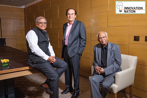 (From left) Amit Chandra, honorary chairperson, governing council, Harsh Mariwala, founder, and Dr Raghunath Mashelkar, governing council member and chairperson emeritus of Marico Innovation Foundation, which is working with 15 startups to help them create scale and impact
Image: Madhu Kapparath (From left) Amit Chandra, honorary chairperson, governing council, Harsh Mariwala, founder, and Dr Raghunath Mashelkar, governing council member and chairperson emeritus of Marico Innovation Foundation, which is working with 15 startups to help them create scale and impact
Image: Madhu Kapparath