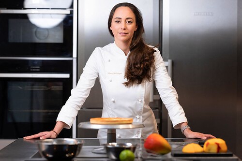 French World pastry champion Nina Metayer, poses during a photo session at her workshop in Issy-Les-Moulineaux, outside Paris, on November 6, 2023. Image: JOEL SAGET / AFP French World pastry champion Nina Metayer, poses during a photo session at her workshop in Issy-Les-Moulineaux, outside Paris, on November 6, 2023. Image: JOEL SAGET / AFP