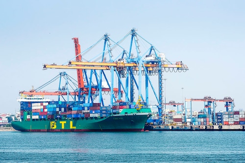 (File) A ship anchored at Visakhapatnam Seaport in Visakhapatnam, India.
Image: Abhijit Bhatlekar/Mint via Getty Images (File) A ship anchored at Visakhapatnam Seaport in Visakhapatnam, India.
Image: Abhijit Bhatlekar/Mint via Getty Images
