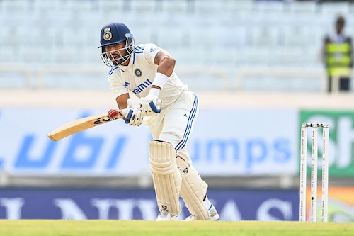 Dhruv Jurel of India bats during day three of the 4th Test Match between India and England at JSCA International Stadium Complex on February 25, 2024, in Ranchi, India. Image: Gareth Copley/Getty Images Dhruv Jurel of India bats during day three of the 4th Test Match between India and England at JSCA International Stadium Complex on February 25, 2024, in Ranchi, India. Image: Gareth Copley/Getty Images