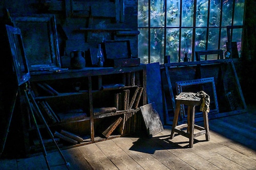 This photograph taken on March 18, 2024, shows a reconstruction of Auguste Renoir"s atelier in Cagnes-sur-Mer during a press preview of the Cezanne / Renoir exhibition, at Palazzo Reale in Milan. Image: Piero CRUCIATTI / AFP
