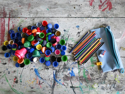 View of a school kit valued at 150 plastic caps in Ladrilleros, in Bahia Malaga, near Buenaventura, department of Valle del Cauca, Colombia 
Image: Joaquin Sarmiento / AFPÂ©