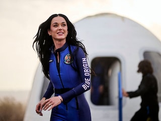 This handout photo shows US singer Katy Perry upon return to Earth after a flight on Blue Origin New Shepard NS-31, which brought the passengers beyond the Karman line - the internationally recognized boundary of space, in Van Horn, West Texas, April 14, 2025.
Image: Blue Origin / AFP