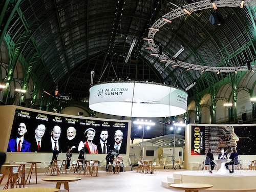 The Grand Palais on the eve of the Artificial Intelligence (AI) Action Summit, in Paris, on February 9, 2025.
Image: Gonzalo Fuentes / POOL / AFP