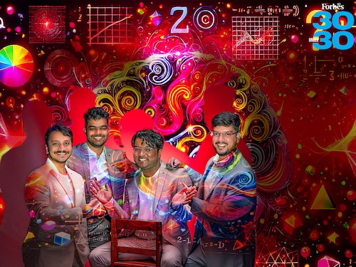 (From left): Bhanzu co-founders Jonnalagadda Sai Krishnakanth, Devulapalli Lakshmi Prachotan, Neelakantha Bhanu and Alluru Uday Kiran
Image: Selvaprakash Lakshmanan for Forbes India Directed By: Kapil Kashyap (From left): Bhanzu co-founders Jonnalagadda Sai Krishnakanth, Devulapalli Lakshmi Prachotan, Neelakantha Bhanu and Alluru Uday Kiran
Image: Selvaprakash Lakshmanan for Forbes India Directed By: Kapil Kashyap