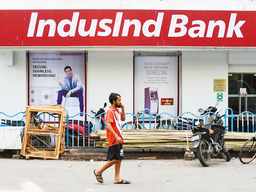An IndusInd Bank branch as seen in Kolkata. Image: Debarchan Chatterjee/NurPhoto via Getty Images An IndusInd Bank branch as seen in Kolkata. Image: Debarchan Chatterjee/NurPhoto via Getty Images