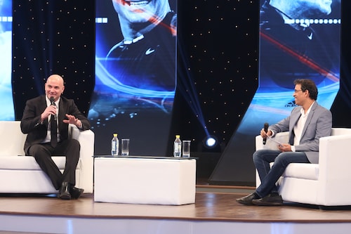 Tennis star Andre Agassi in conversation with Harsha Bhogle