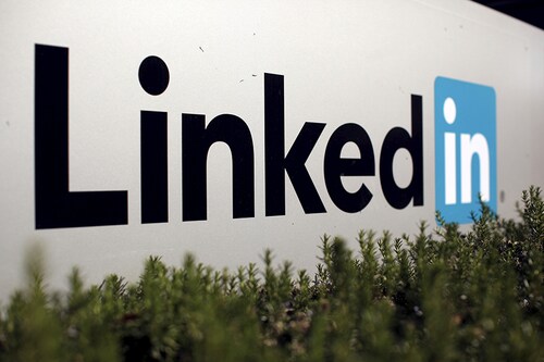 The logo for LinkedIn Corporation is shown in Mountain View, California, U.S. February 6, 2013. REUTERS/Robert Galbraith/File Photo - RTX2PJTD