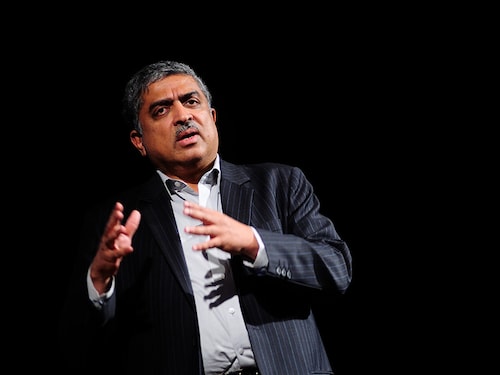 NEW DELHI, INDIA - NOVEMBER 26: Nandan Nilekani, chairman Unique ID Authority of India, former CEO Infosys Technologies, at 2012 Rolex leadership forum, on November 26, 2009 in New Delhi, India. Nilekani (born 2 June 1955) is an Indian entrepreneur, bureaucrat and politician. He was the Chairman of the Unique Identification Authority of India (UIDAI). After a successful career at Infosys, he headed the Government of India's technology committee, TAGUP. He is a member of Indian National Congress. (Photo by Pradeep Gaur/Mint via Getty Images)
