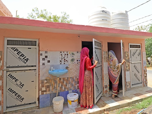 SWACHHA BHARAT- Women in Mundiya using the toilets made in their homes using the Rs. 12,000/- given by the government through Swatch Bharat scheme