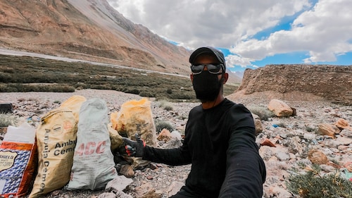 Aakash-Ranison-Kaza-Spiti-Valley-Himachal-Pradesh-Plastic-Recycl