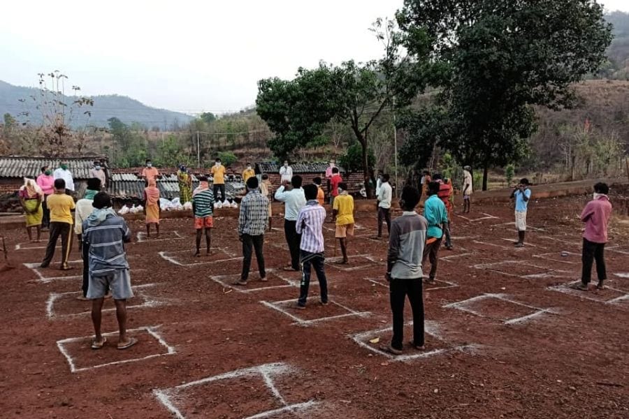 Distribution of food and daily essentials organized by a VDC