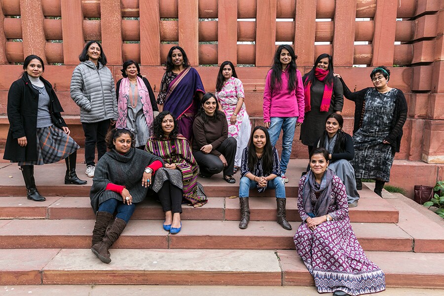 IT professional Tara Krishnaswamy (fourth from left, standing) is the co-founder of Shakti, a non-partisan citizen collective with over 600-odd volunteers across India; Image: Madhu Kapparath