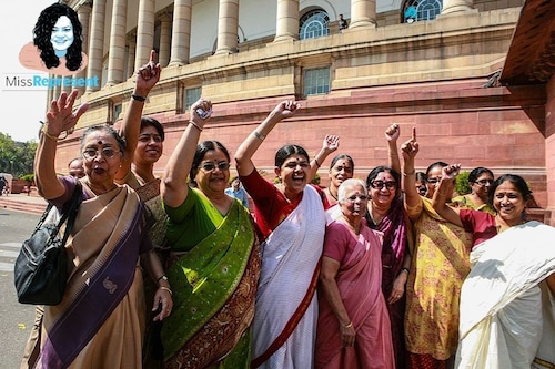 While there was a ray of hope after the Rajya Sabha passed the Women's Reservation Bill in 2010, the Lok Sabha has not voted on it till date. This is despite the Bill being pushed by national parties and political leaders ahead of the general elections last year. Image: Naveen Jora/The India Today Group via Getty Images