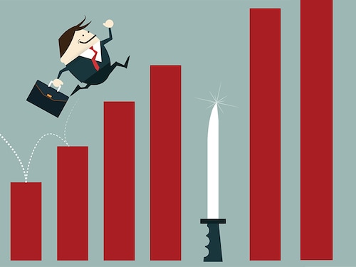 Businessman risk of investment mistakes.Losing Profit risk and Investment danger as a financial and business concept