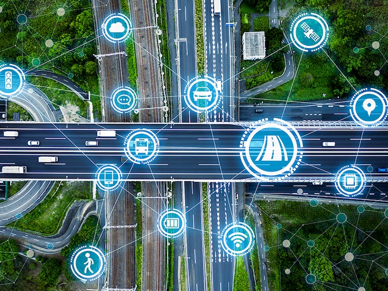 Social infrastructure and communication technology concept. IoT(Internet of Things). Autonomous transportation.