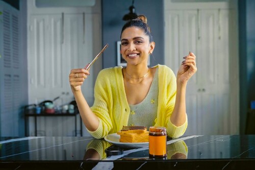 Deepika Padukone, who was seen spreading chocolate ghee on bread, is a strategic investor in Drum Foods International, the makers of Epigamia, a product line of ghee spreads she co-created.