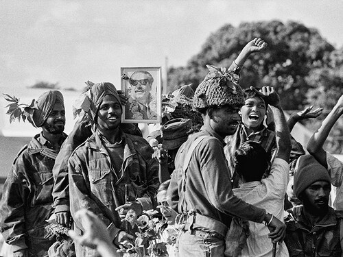 File - Dhaka: Indian soldiers rejoice after entering the capital of Bangladesh, then East Pakistan. The war between India and Pakistan on the eastern front formally came to an end as Pakistani forces surrendered unconditionally. Image credit - Getty Images