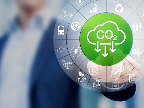 Lower CO2 emissions and reduce carbon footprint to limit global warming and climate change. Sustainable development and green business based on renewable energy, electric power, environment protection