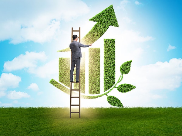 Green economy growth concept with businessman