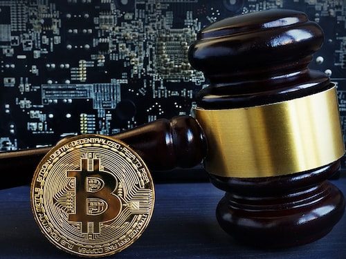 Bitcoin regulation concept. Cryptocurrency and law.