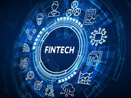 Fintech Financial technology Cryptocurrency investment and digital money. Business concept on virtual screen. 3d illustration