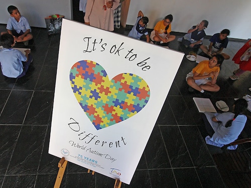 The special children participate in drawing activities during the celebration of World Autism Awareness Day (WAAD) in Mumbai, India on 02 April 2019. As the theme adopted by the United Nations for World Autism WAAD this year is Assistive Technologies and Active Participation. (Photo by Himanshu Bhatt/NurPhoto via Getty Images)