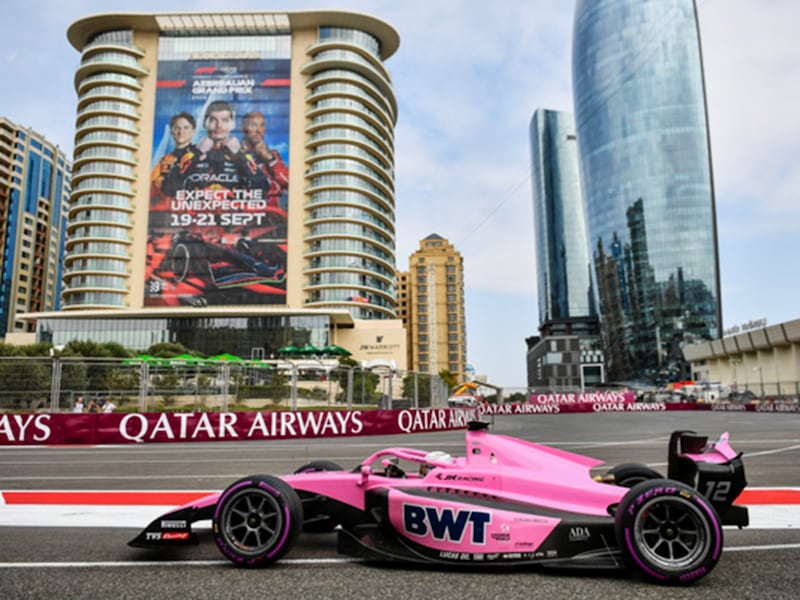 Kush Maini of India and DAMS Lucas Oil (12) on track during qualifying ahead of Round 12 at Baku for the Formula 2 Championship, on September 19, 2025. Image: James Sutton - Formula 1/Formula Motorsport Limited via Getty Images