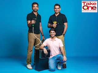 Urban Company co-founders Varun Khaitan (left), COO, Raghav Chandra (centre), chief technology and product officer, Abhiraj Singh Bhal, CEO, at the corporate office in Gurugram
Image: Amit Verma
