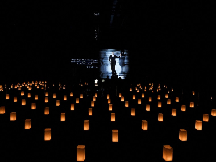 People queue up to pay their tributes as designer Giorgio Armani lies in state at the Armani/Teatro, following the passing of the fashion house's founder and creator at the age of 91, in Milan, Italy. The Teatro Armani, situated in Milan on Via Bergognone, 59, is a staple pillar not only during fashion week but also within Italian architecture. Image: REUTERS/Claudia Greco, TPX images of the day