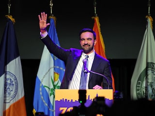 New York City Mayoral candidate Zohran Mamdani celebrates during an election night event at the Brooklyn Paramount Theater in Brooklyn, New York on November 4, 2025. New Yorkers elected leftist Zohran Mamdani as their next mayor November 4, 2025 broadcasters projected, on a day of key local ballots across the country offering the first electoral judgement of Donald Trump's tumultuous second White House term. 
Image: Angela Weiss / AFP