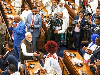 India's Prime Minister Narendra Modi greets Ethiopia's parliament members after addressing them at the Parliament Building during his visit to Addis Ababa, Ethiopia, December 17, 2025. Photo by Reuters/Tiksa Negeri