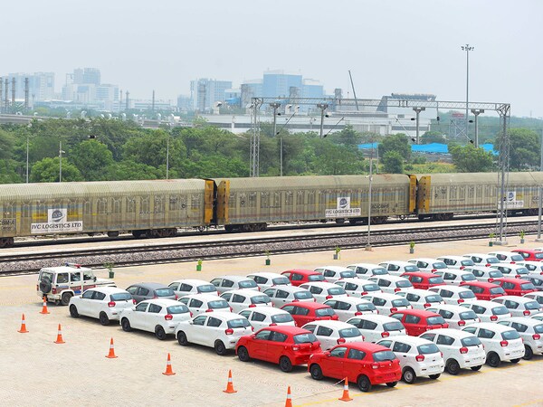 New cars parked at automobile in-plant railway siding at the Maruti Suzuki plant in Manesar in Gurugram, India. Photo by Parveen Kumar/Hindustan Times via Getty Images