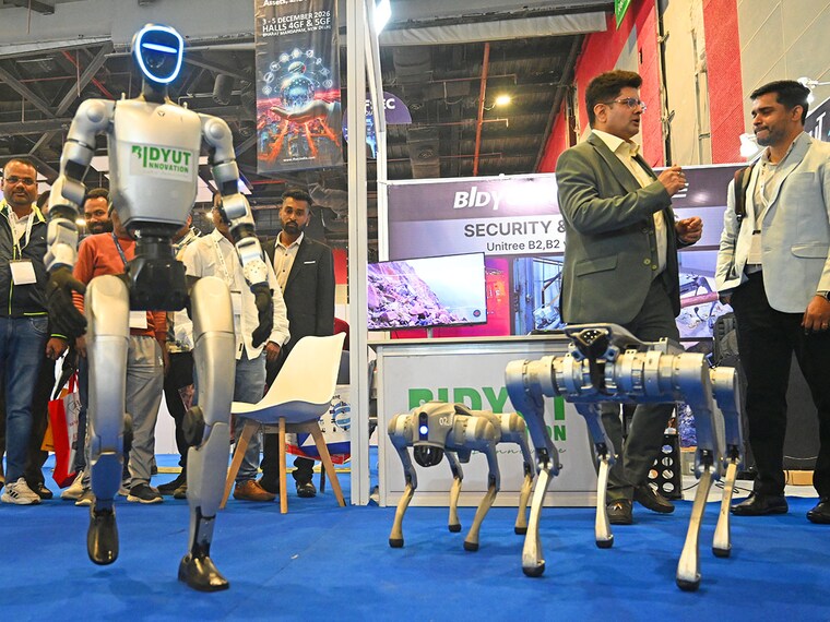 Visitors of the IFSEC show in New Delhi watched robots perform various tasks on December 11. The trade show’s 18th edition explores security, surveillance and AI-led innovation in the safety space