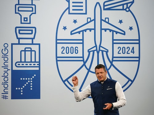IndiGo CEO Pieter Elbers; Photo by Priyanshu Singh / REUTERS; (top) Francis Mascarenhas / Reuters