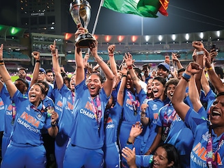 Harmanpreet Kaur holds up the World Cup trophy after her team’s victory in the ICC Women’s Cricket World Cup India 2025 Final match between India and South Africa at Dr DY Patil Sports Academy on November 2 in Navi Mumbai;
Photo by Nikhil Patil/Getty Images
Harmanpreet Kaur holds up the World Cup trophy after her team’s victory in the ICC Women’s Cricket World Cup India 2025 Final match between India and South Africa at Dr DY Patil Sports Academy on November 2 in Navi Mumbai;
Photo by Nikhil Patil/Getty Images