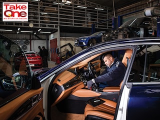 A technician at the Gurugram workshop of Big Boy Toyz modifying the interior of a BMW
photo by Amit Verma; Audi RS Q8: Courtesy Big Boy Toyz
