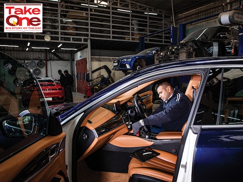 A technician at the Gurugram workshop of Big Boy Toyz modifying the interior of a BMW
photo by Amit Verma; Audi RS Q8: Courtesy Big Boy Toyz
A technician at the Gurugram workshop of Big Boy Toyz modifying the interior of a BMW
photo by Amit Verma; Audi RS Q8: Courtesy Big Boy Toyz